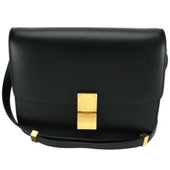 Celine Classic Shoulder Bag Crossbody Black Leather s - Picture 1 of 1